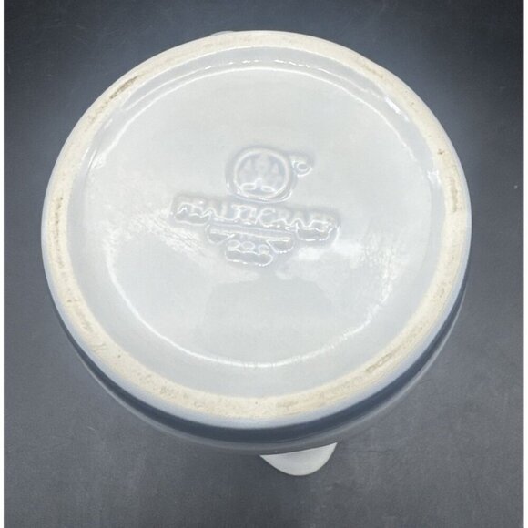 VTG Pfaltzgraff AURA Ceramic Gravy Boat Pitcher Blue Bands Made in USA - Picture 7 of 9